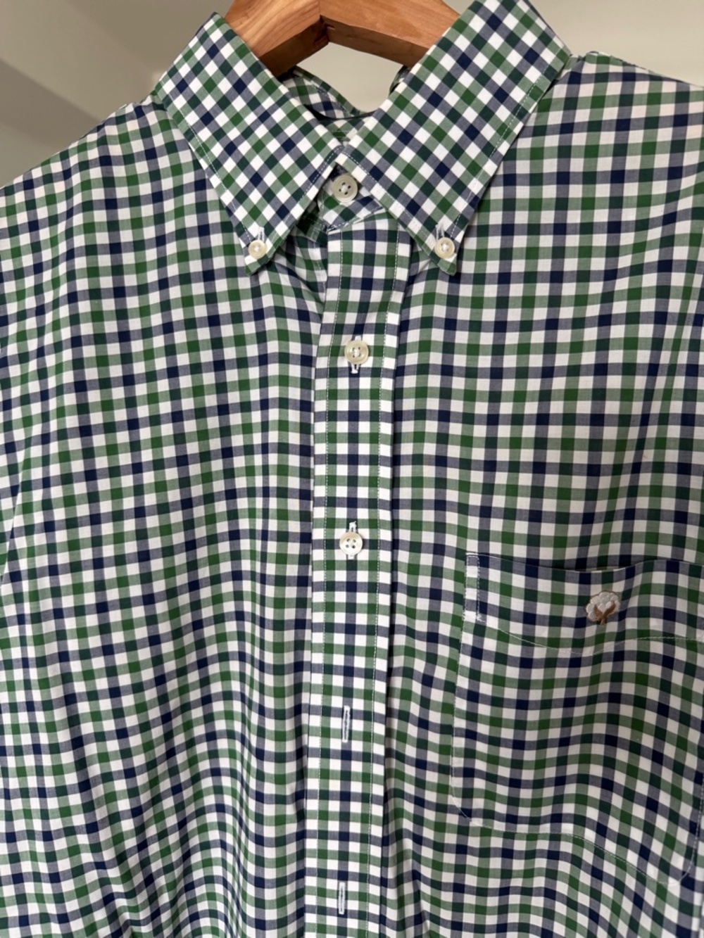 Cotton Brothers buttondown - L - Green and Blue